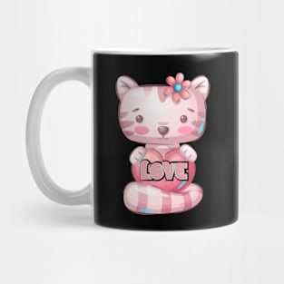 kawaii pink cat love Mug